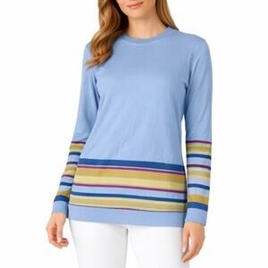 Derek Lam 10 Crosby Cashmere Silk Blend Striped Sweater Blue Size XS